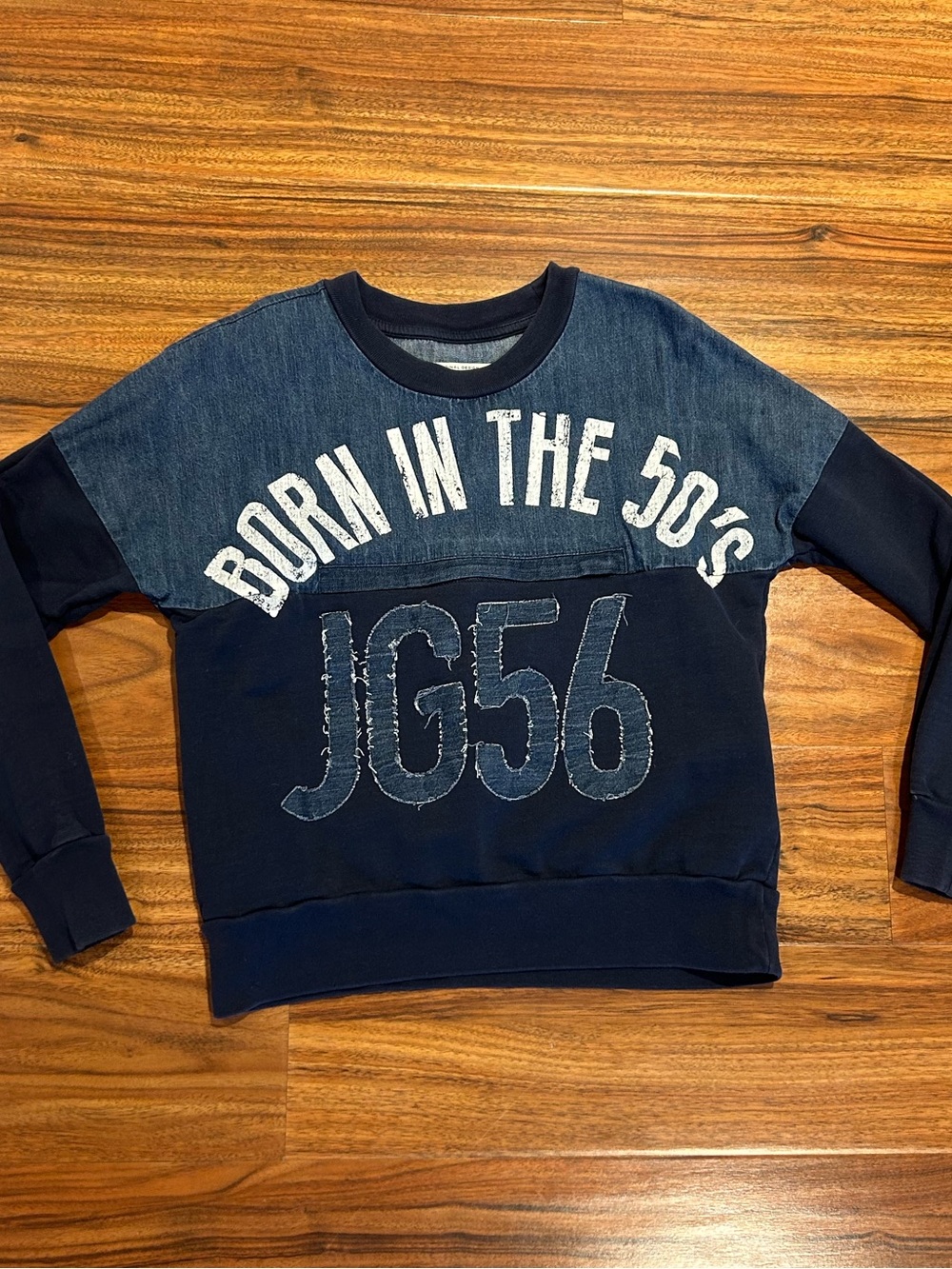 John Galliano kids denim jean long sleeve pullover born in the 50’s 8